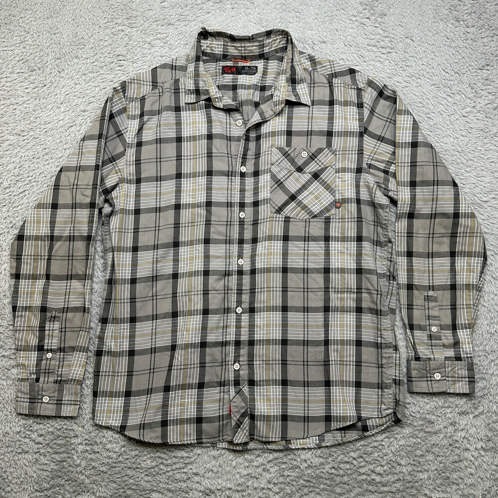 Mountain Hardware Flannel Shirt Mens XL Gray Long Sleeve Button